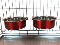 Ellie-Bo Pair of Large Dog Bowls For Crates, Cages or Pens in Red